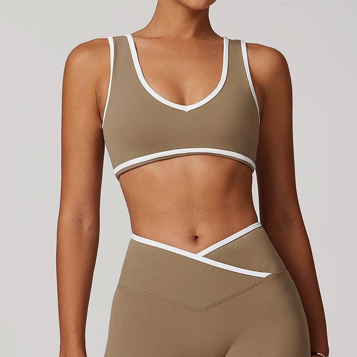 WONDERXFANS - Wholesale Sports Bra - Women's - Breathable Nude Contrasting Color Sports Bra