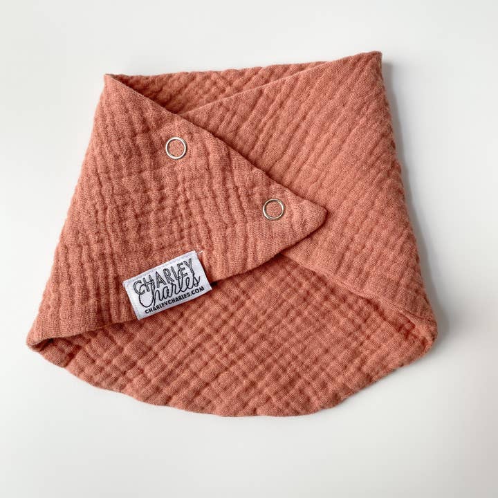 Charley Charles - Wholesale Bib - Baby - DUSTY BLUSH Lightweight Cotton Gauze Baby Scarf Bib2