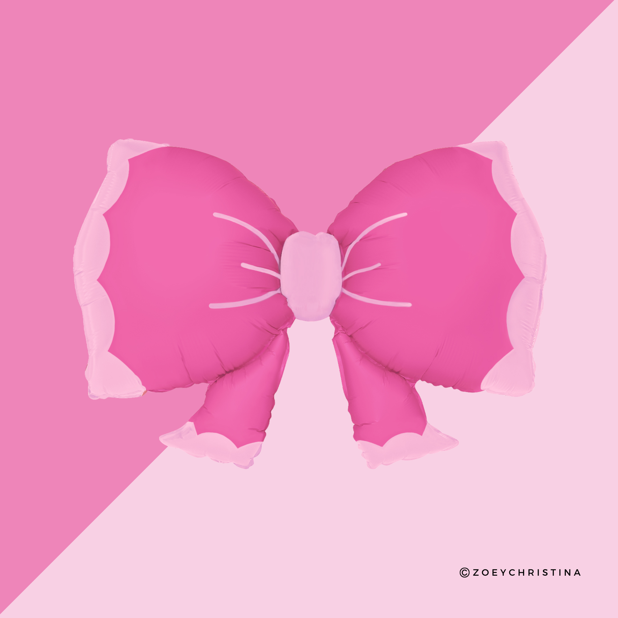 Zoey Christina – Engroshandel Ballon – Lyserød Sløjfe Folieballon – 23" Bølget Kant, Pigefest2