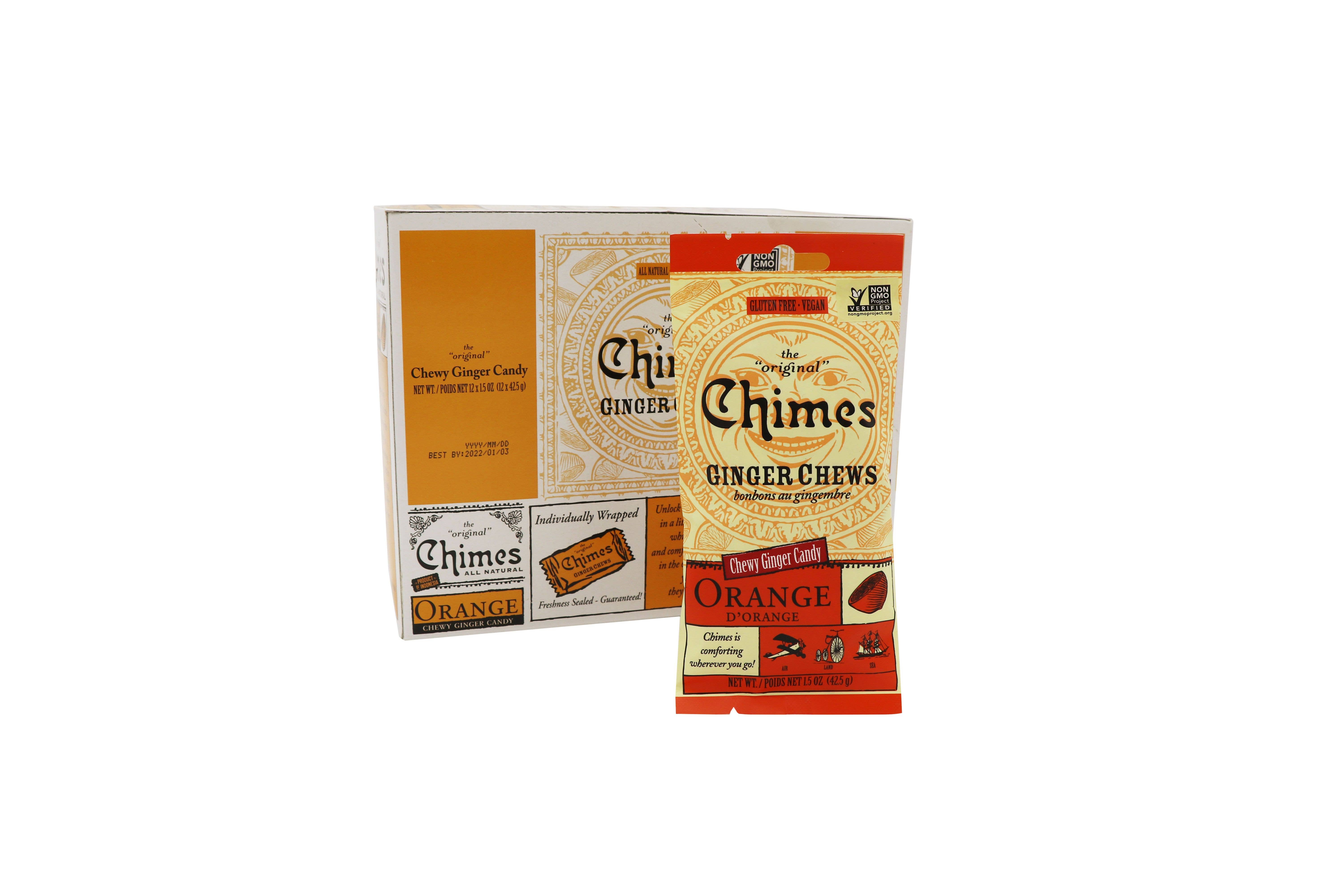 Grandpa Joe's Candy Shop - Wholesale Hard Candy - Chimes Orange Ginger Chews Candy, 12ct Case