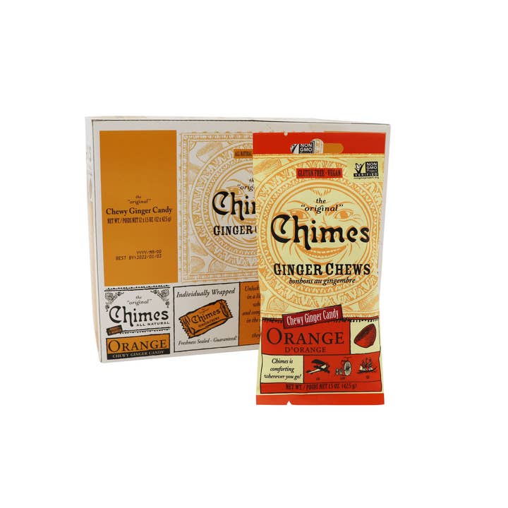 Grandpa Joe's Candy Shop - Wholesale Hard Candy - Chimes Orange Ginger Chews Candy, 12ct Case