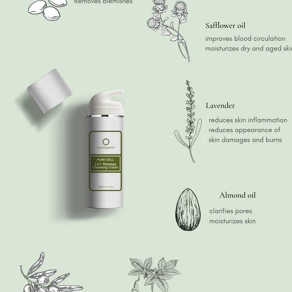 URBAN COLLINS - Wholesale Facial Cleanser - PURORGANIC 2 in 1 Massage Cleansing Cream 5.1 fl oz (150ml)2