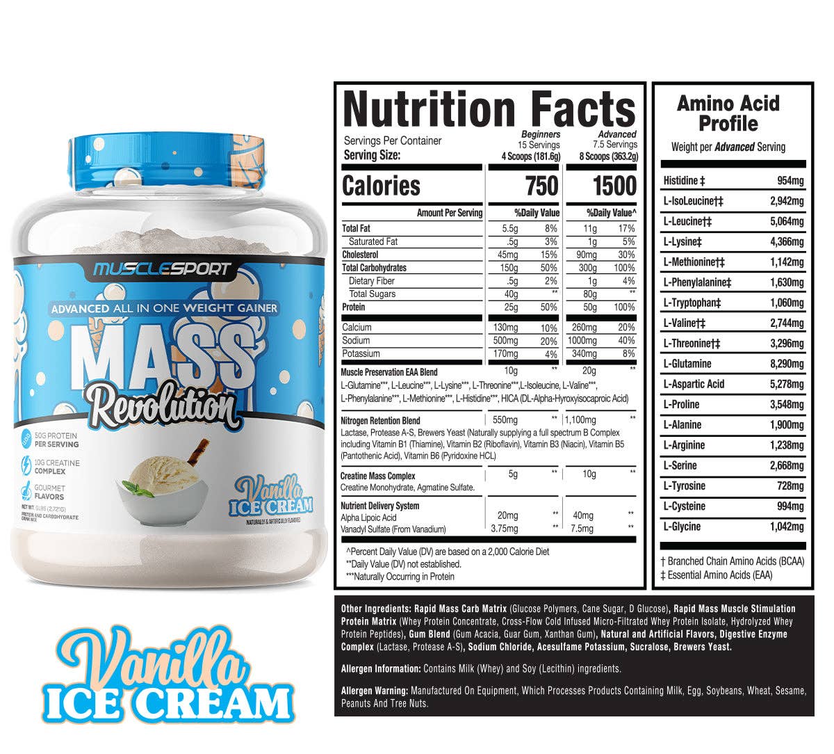 MuscleSport - Wholesale Protein/Superfood Powder - Mass Revolution™ Mass Gainer 6lb1