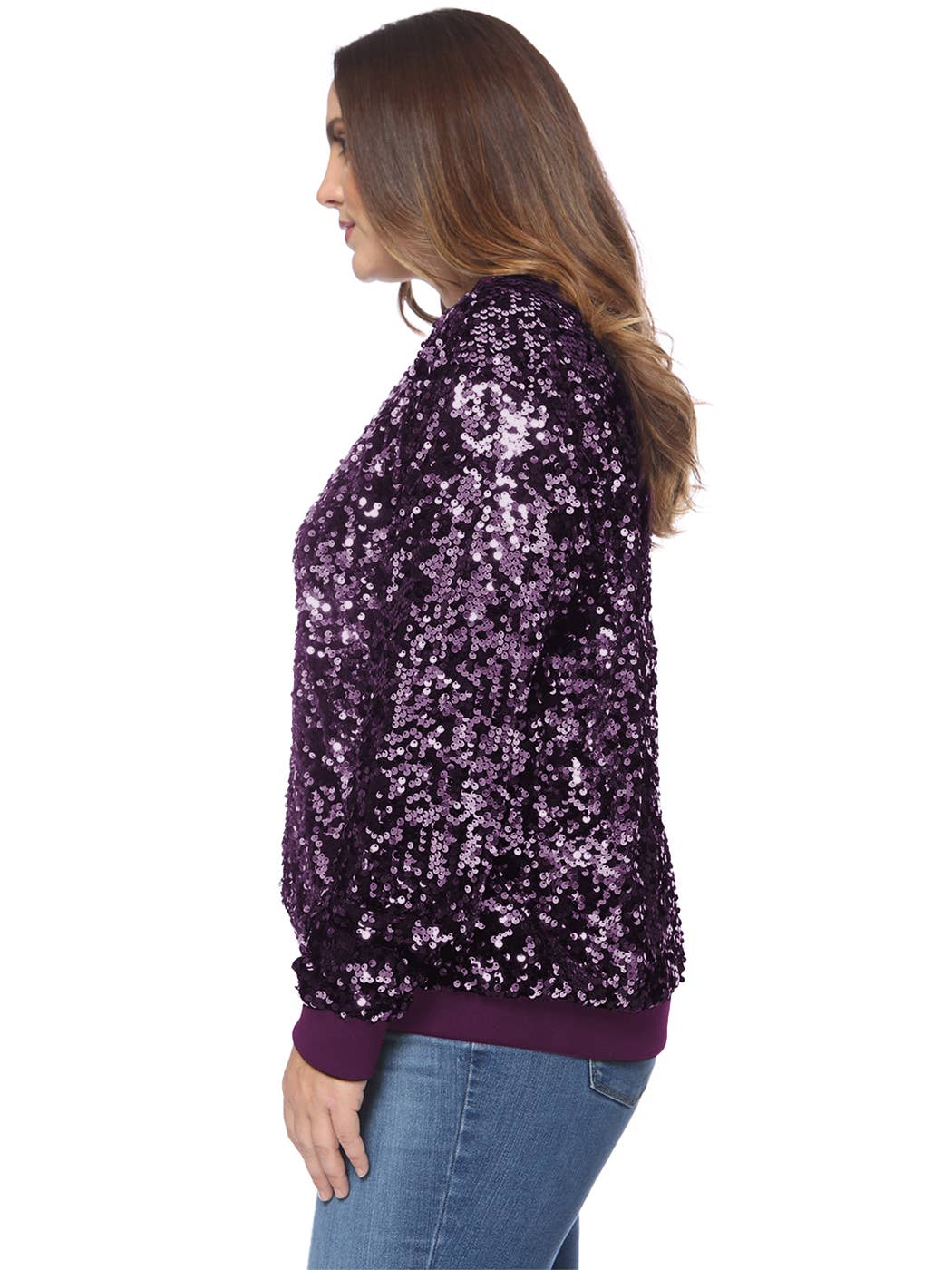 Anna Kaci Wholesale - Wholesale Bomber Jacket - Women's - Plus Size Sequin Bomber Jacket48