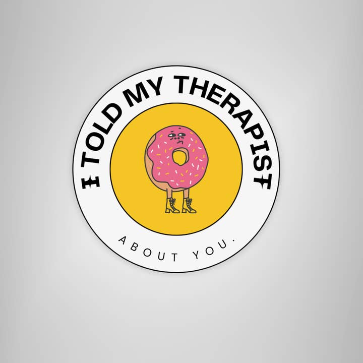 Coyote Color - Wholesale Sticker - Funny Donut Therapy Die-Cut Mental Health Sticker1