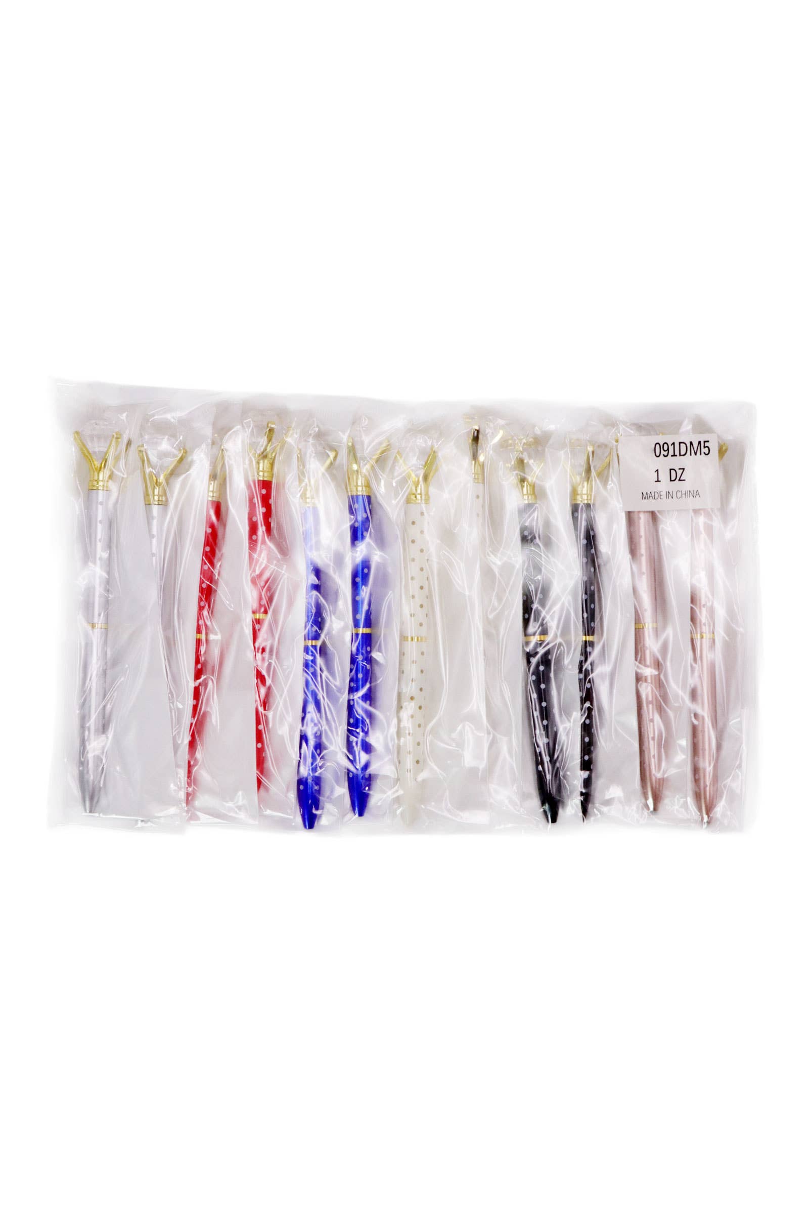 ASSORTED Bling Diamond Metallic Polka Dot Pen - 12 Pcs for wholesale on Faire12