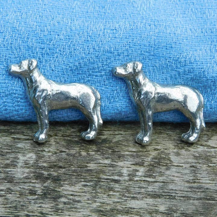 Abotoaduras de estanho Dog Labrador fundidas à mão por William Sturt por atacado de William Sturt Fine Pewter