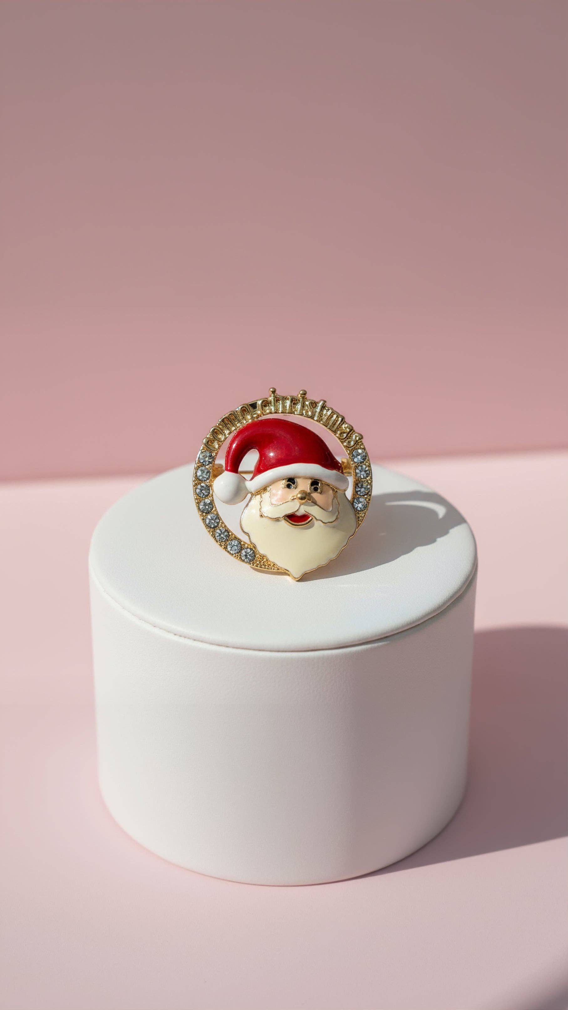 Yellow gold Santa Claus Como Italian Christmas Festive Brooch for wholesale on Faire0