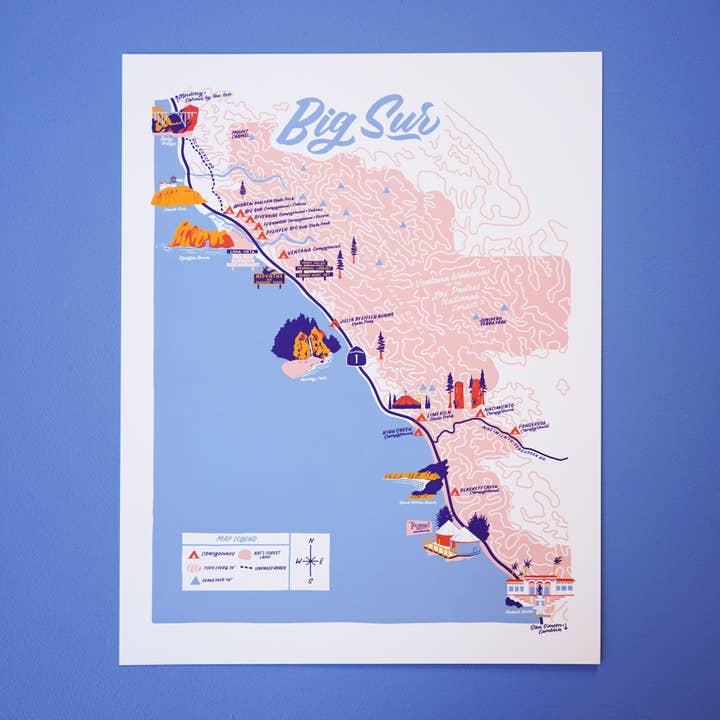 Big Sur California Map for wholesale by Little Known Goods