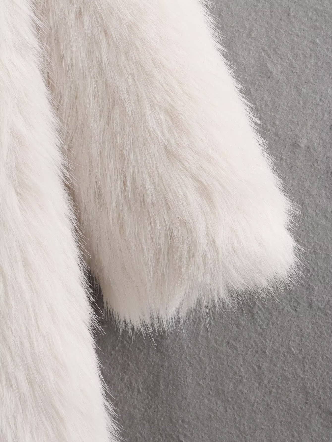 White Stylish Loose Midi Faux Fur Coat for wholesale on Faire8