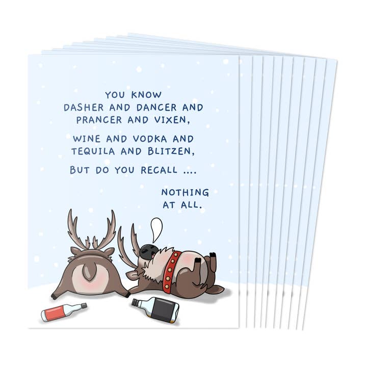 Funny Reindeer Holiday Cards Box Set Pack of 10 (Dasher) for wholesale by ALY LOU®
