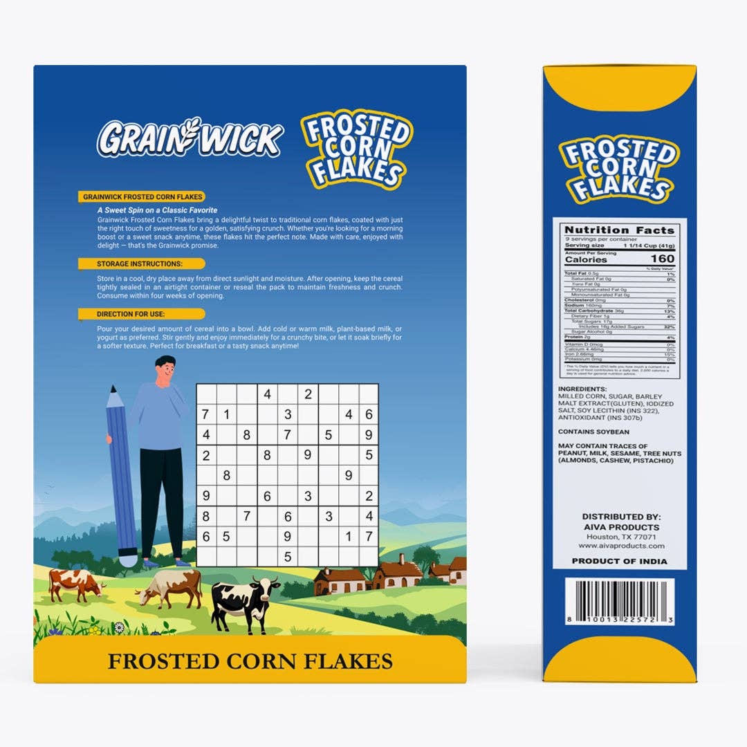 Aiva Products - Wholesale Breakfast Cereal - Aiva Frosted Corn Flakes Cereal – Crunchy Sweetened Breakfast Flakes | Family Snacking | Morning Meals | Protein Cereal | Kids Snacks3