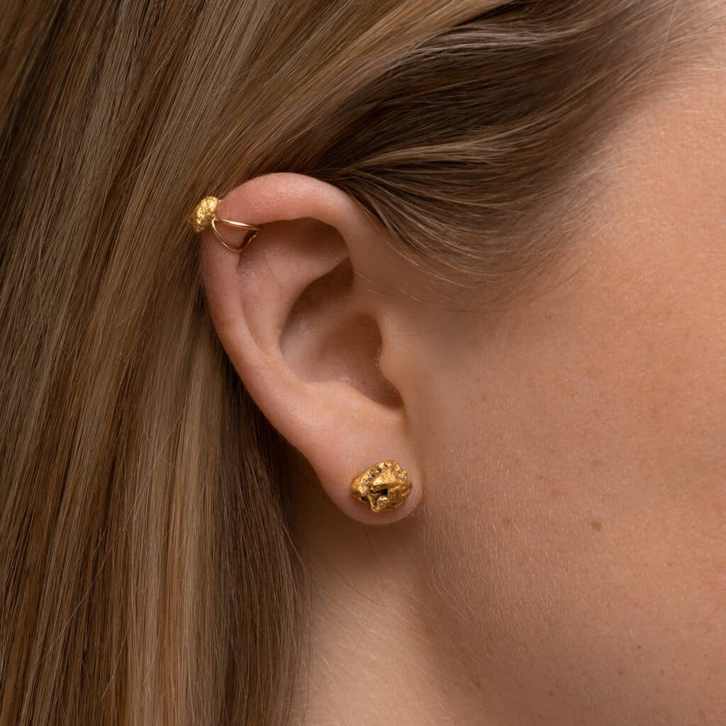 Makal – wholesale Cuff/wrap earrings – Crossed Ear Cuff with Gold Nugget3