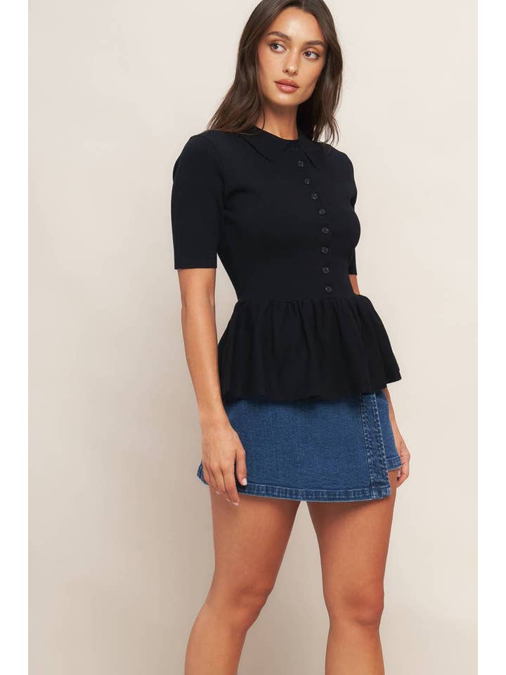 A solid woven top - ISW5387 BLACK for wholesale on Faire4