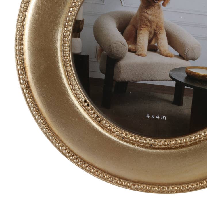 Sagebrook Home - Wholesale Picture Frame - Gold 4x4 in. Polyresin Glam Round Photo Frame with Bow