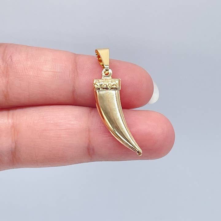 Milie Jewels – Großhandel Kette mit Anhänger/Charm – Mit 18 Karat Gold gefüllter 25-mm-Elefantenstoßzahn für den Großhandel