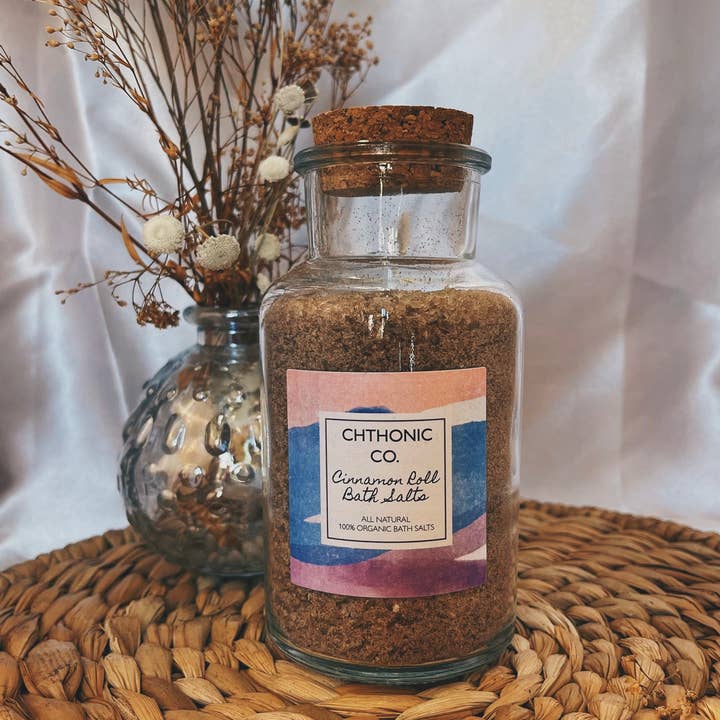 Chthonic Co. Cinnamon Roll Bath Salts 8oz for wholesale by Chthonic Co.