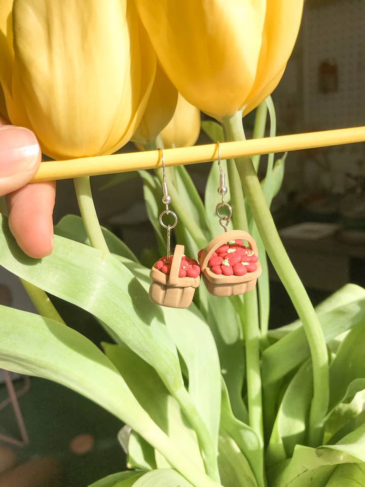 Strawberry Basket Earrings for wholesale by Goobaclayco