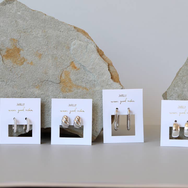 JaxKelly - Wholesale Hoop earrings - Silver Hoop - Pave - White CZ - Earrings5