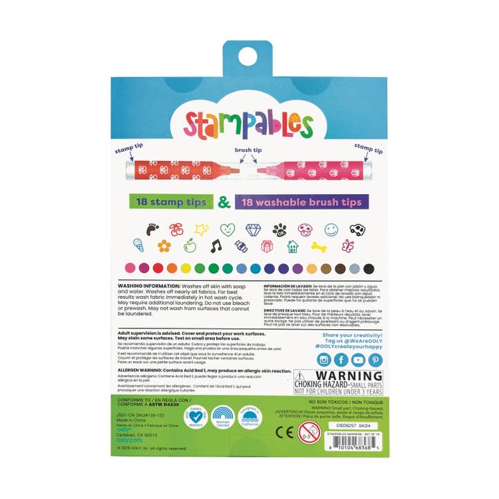 OOLY - Wholesale Markers - Kids & Baby - Stampables: Double-Ended Brush & Stamp Markers (Set of 18)1