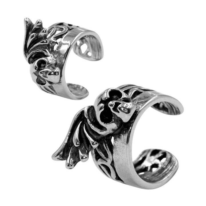 Manchette d'oreille « Skull/Wing » en acier chirurgical pour la vente par Bodywings