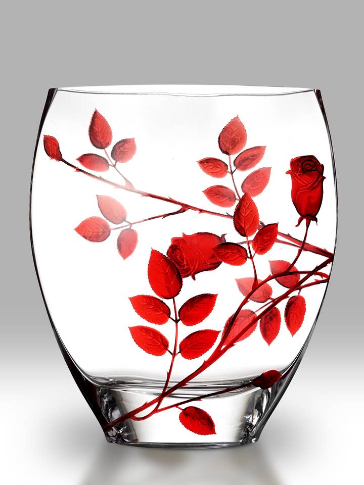 Rose Éternelle - Rubis - 21 cm Courbée pour la vente par Nobile Glassware Ltd.