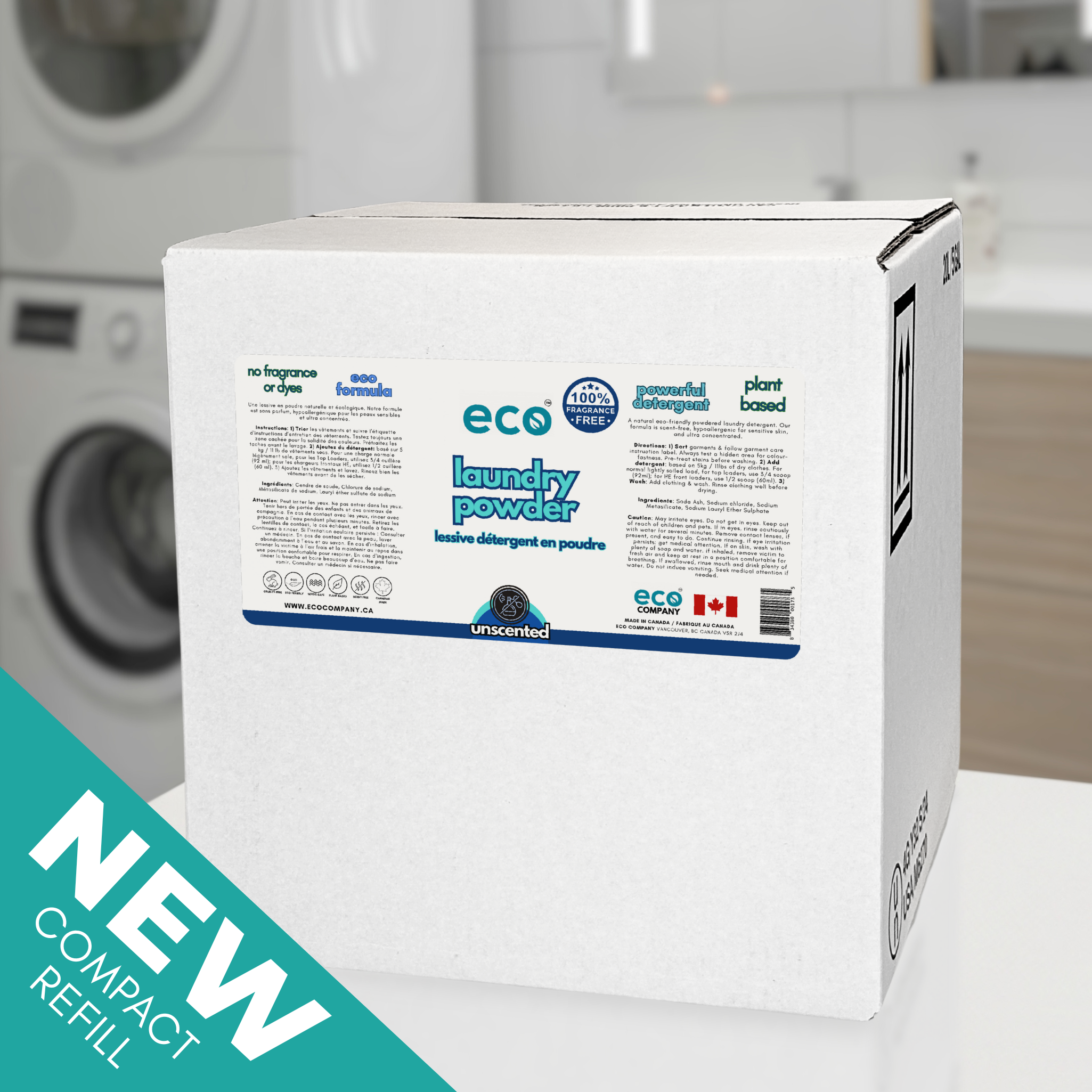 Eco Company - Wholesale Laundry Detergent Powder/Pods - Laundry Powder Detergent - Unscented (Refill Box 20kg)0