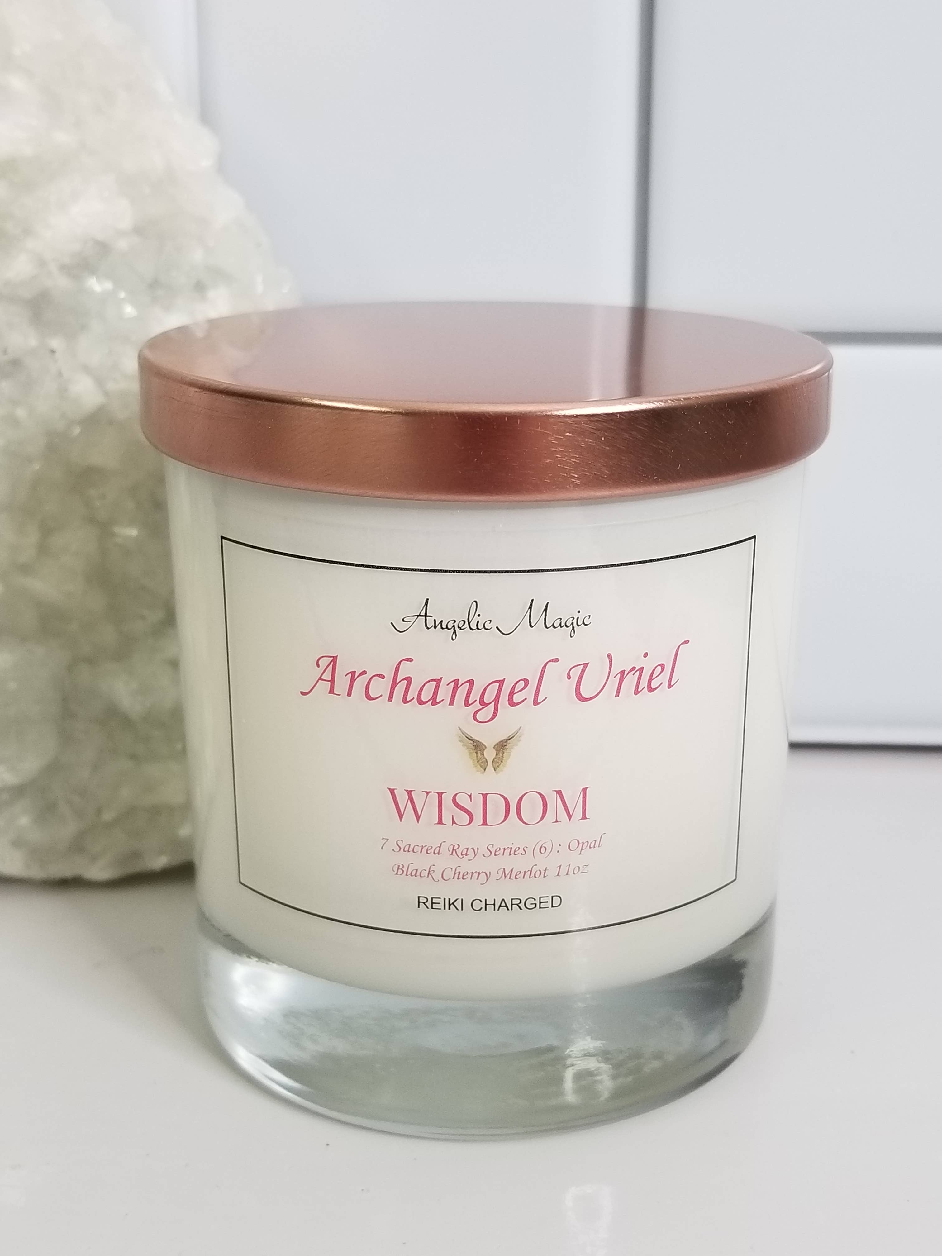 Angelic Magic - Wholesale Jar/Filled Candle - Archangel Uriel (SUCCESS) Opal Crystal Soy Candle 11 oz3