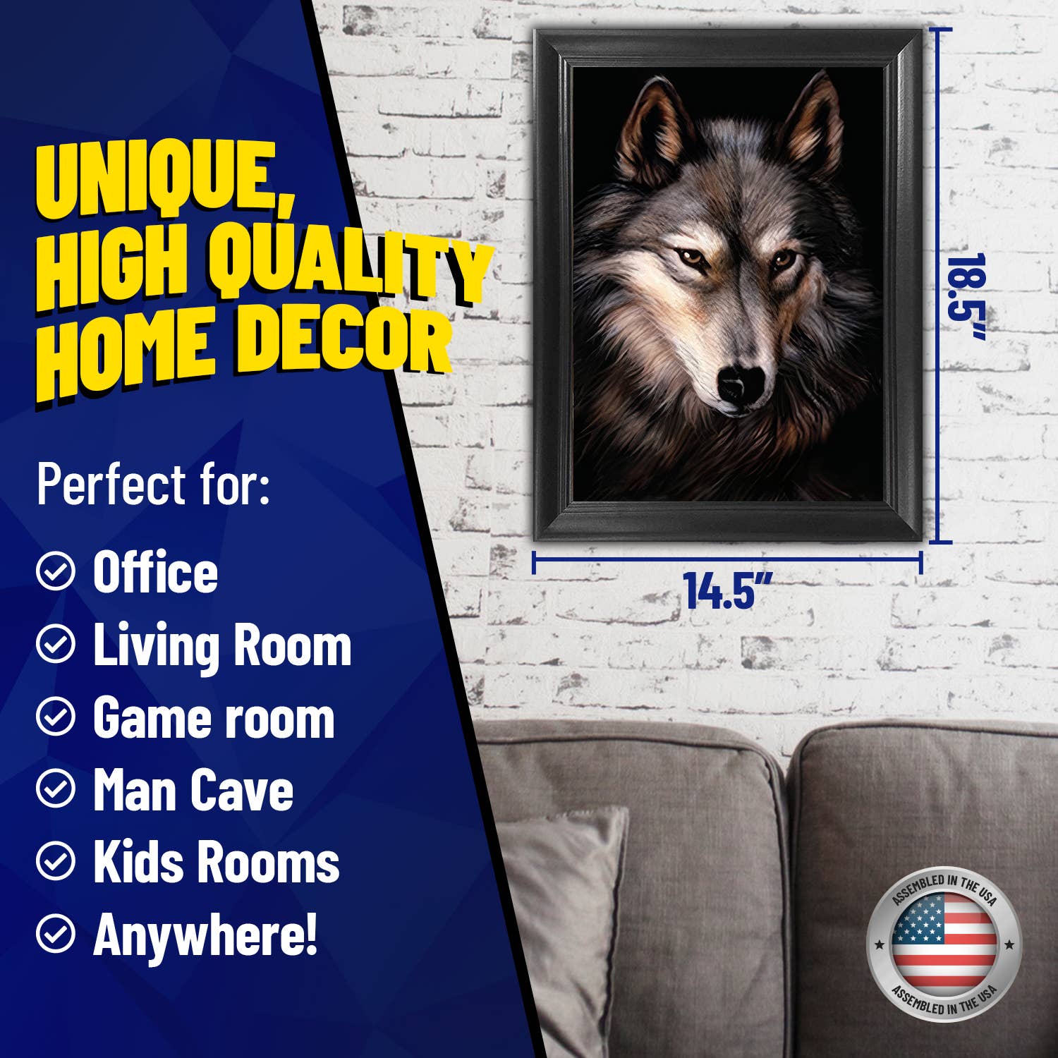 Lentics - Wholesale Art Print - Wolf Portrait Framed Poster Print 3D Lenticular Wall Art2