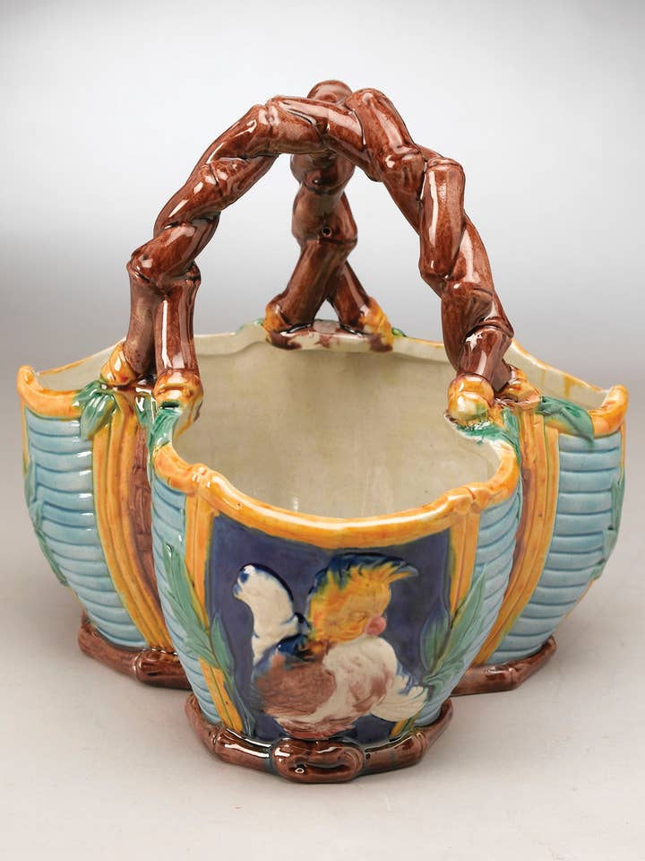 Majolica Style Ceramic Basket for wholesale by AA Importing