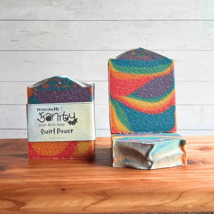 Swirl Power Goat Milk Soap | Pride Collection Artisan Soap for wholesale by Preserving My Sanity Goat Milk Soap