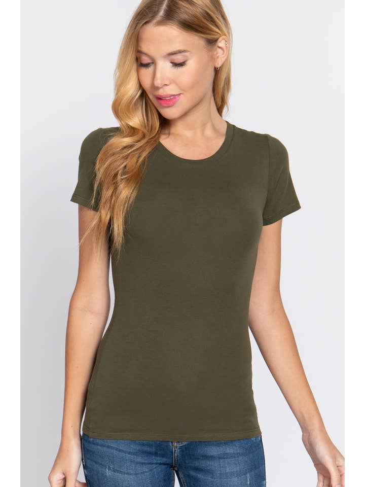 Active Basic | Active USA - Wholesale T-shirt – women's - Short Sleeve Crew Neck Cotton Spandex Jersey Top22