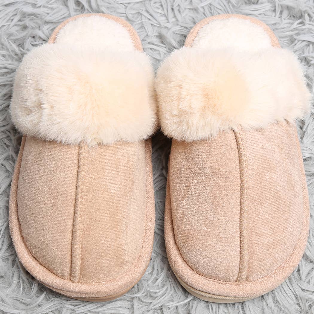 Fashion City - Wholesale Slippers - Women's - Solid Faux Fur Suede All Day Mule Slippers0