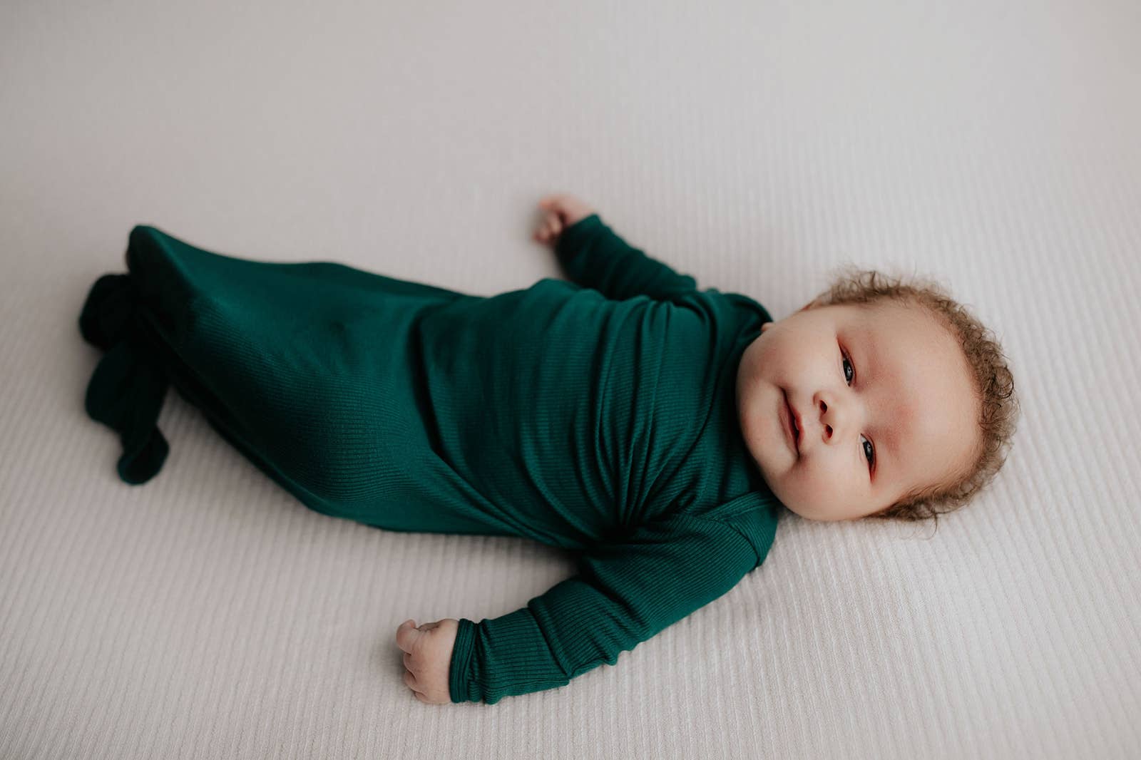 Three Little Tots - Wholesale Babygown - Baby - Forest Green Ribbed Knotted Newborn Baby Gown Sleepwear13