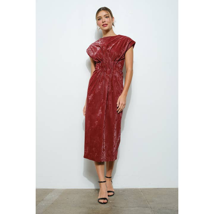 Structured Faux Leather Midi Dress for wholesale by INA