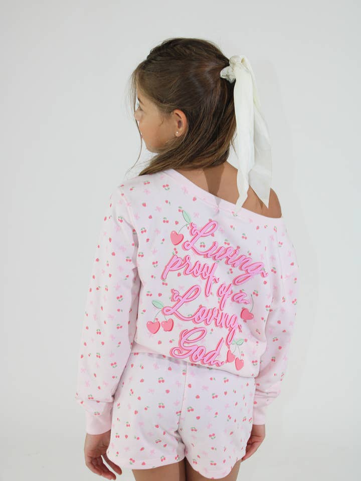 Paper Flower - Wholesale Sweatshirt - Kids - Micro Berry All Over Print Wide Neck Sweatshirt Tween Girls1