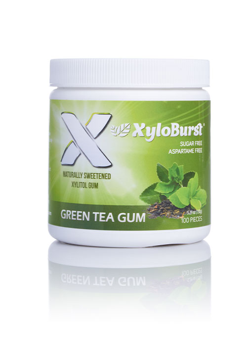 Focus Nutrition - Wholesale Chewing Gum - XyloBurst Sugar Free Xylitol Green Tea Gum 100 ct. Jar0