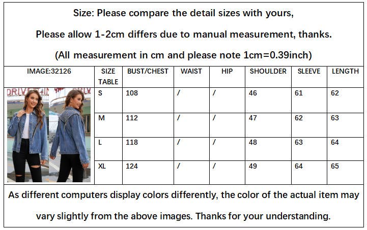 Blue Women's Rivet Embellished Tassel Denim Short Jacket for wholesale on Faire4