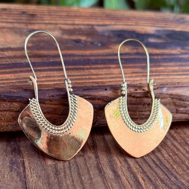 Indiska stil långa droppörhängen i mässing / Etnisk / Geometrisk / Rustik / Yoga / Hippie / Zigenare / Boho / Bohemisk / Festivalmode för wholesale av Kaali Boutique