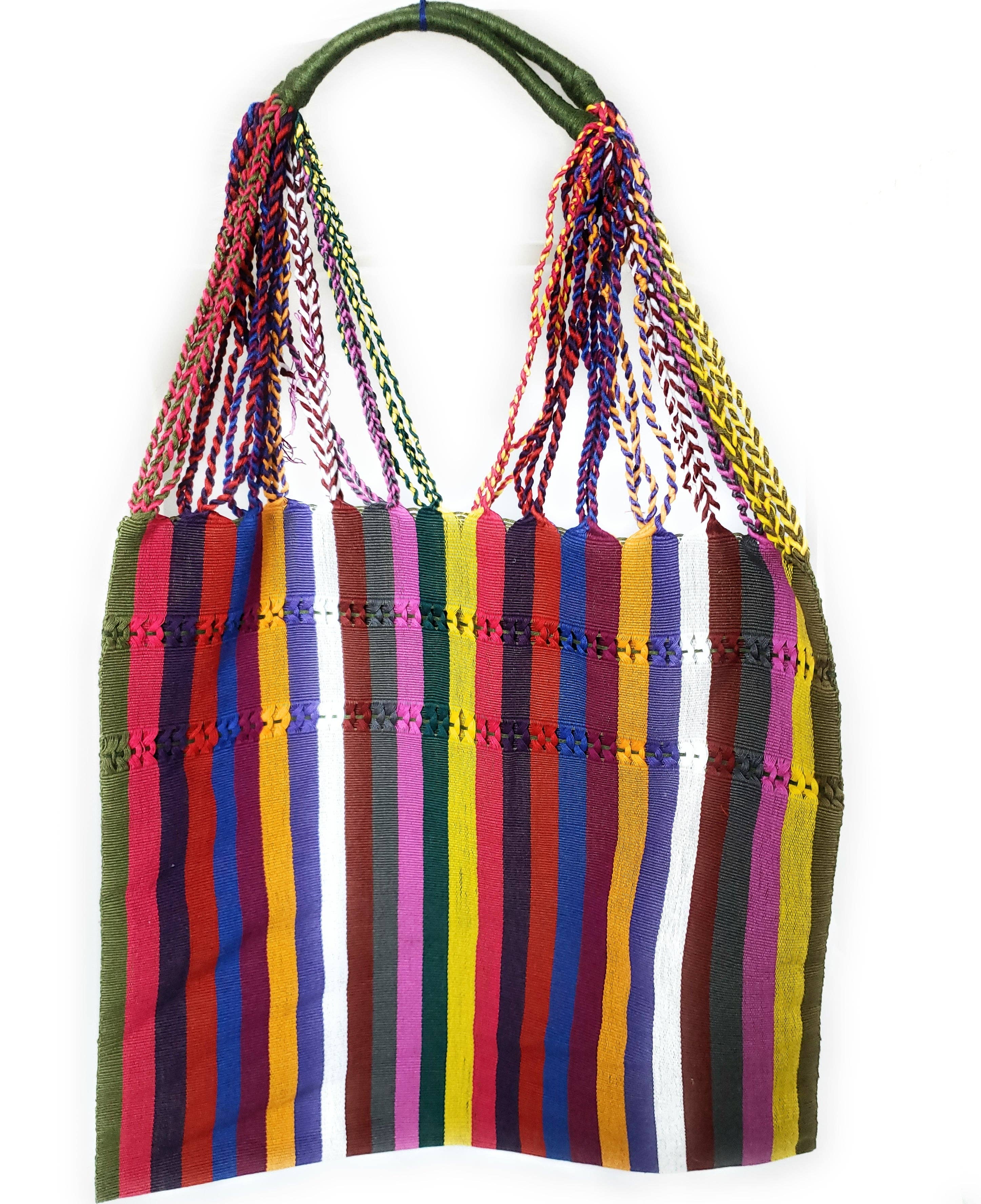 The Little Pueblo - Vente Tote bag – femme - Sac fourre-tout tissé à rayures mexicaines, hamac de Chiapas, fait main pour femme17