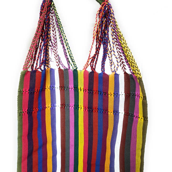 The Little Pueblo - Vente Tote bag – femme - Sac fourre-tout tissé à rayures mexicaines, hamac de Chiapas, fait main pour femme17