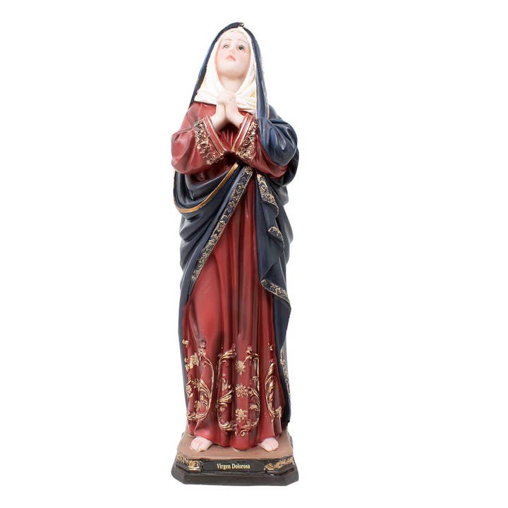 MrcjSales - Virgen Dolorosa Resin Statue | Multiple Sizes | Church Decor for Services, Home, Gifts, and Celebrations for wholesale by mrcjsales