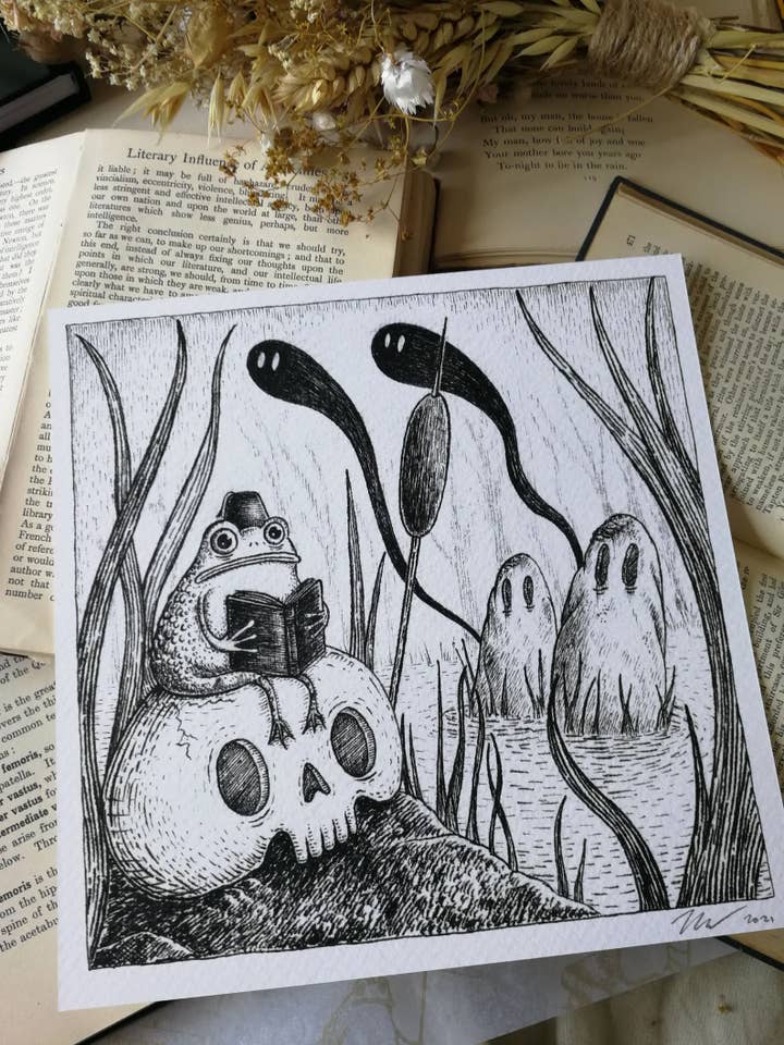 Lámina artística Studious Marshtoad para venta al por mayor de Jon Turner Illustration