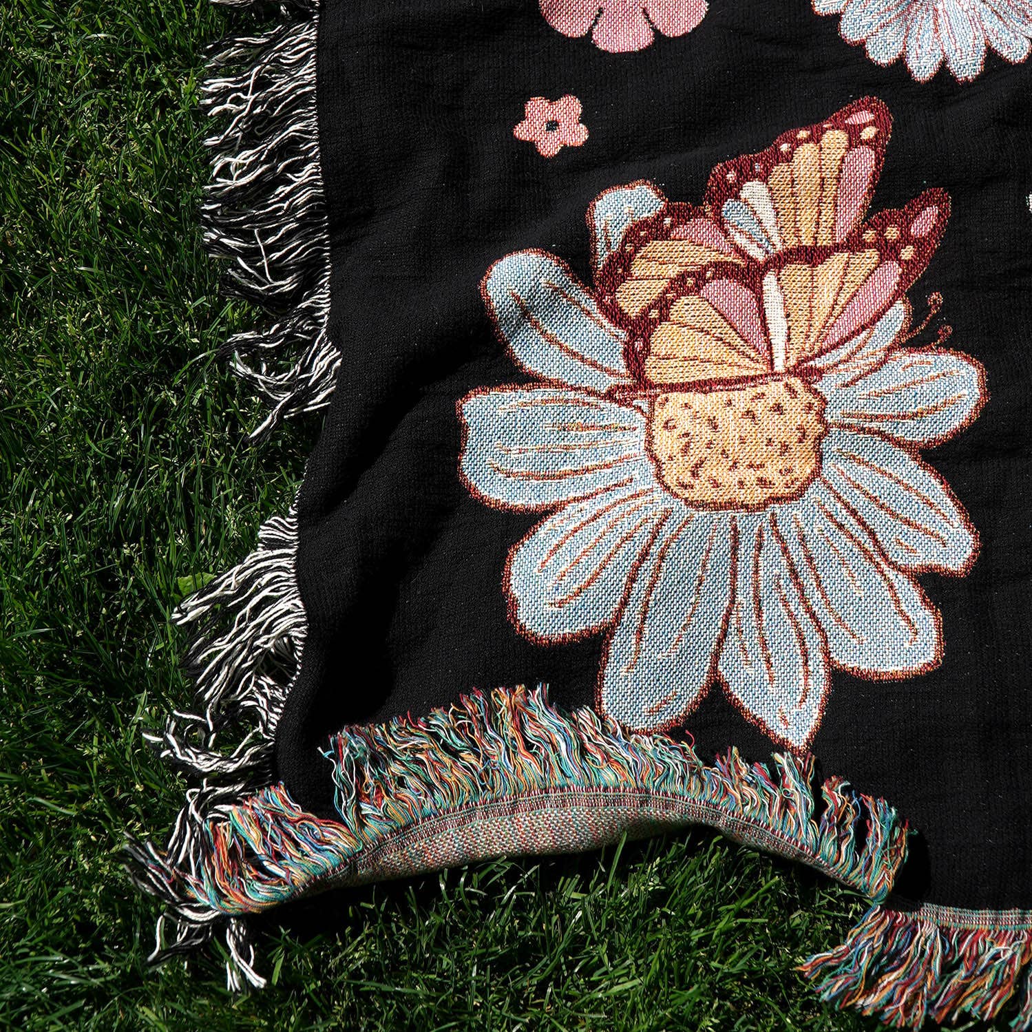 Relatable Basic - Wholesale Throw Blanket - Good Vibes Only Spring Woven Throw Blanket Jacquard Fringe3