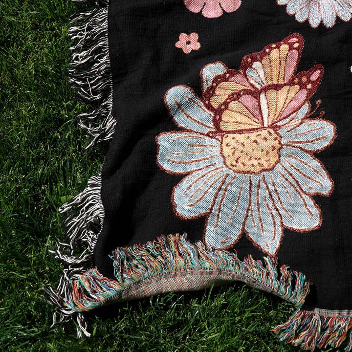 Relatable Basic - Wholesale Throw Blanket - Good Vibes Only Spring Woven Throw Blanket Jacquard Fringe3