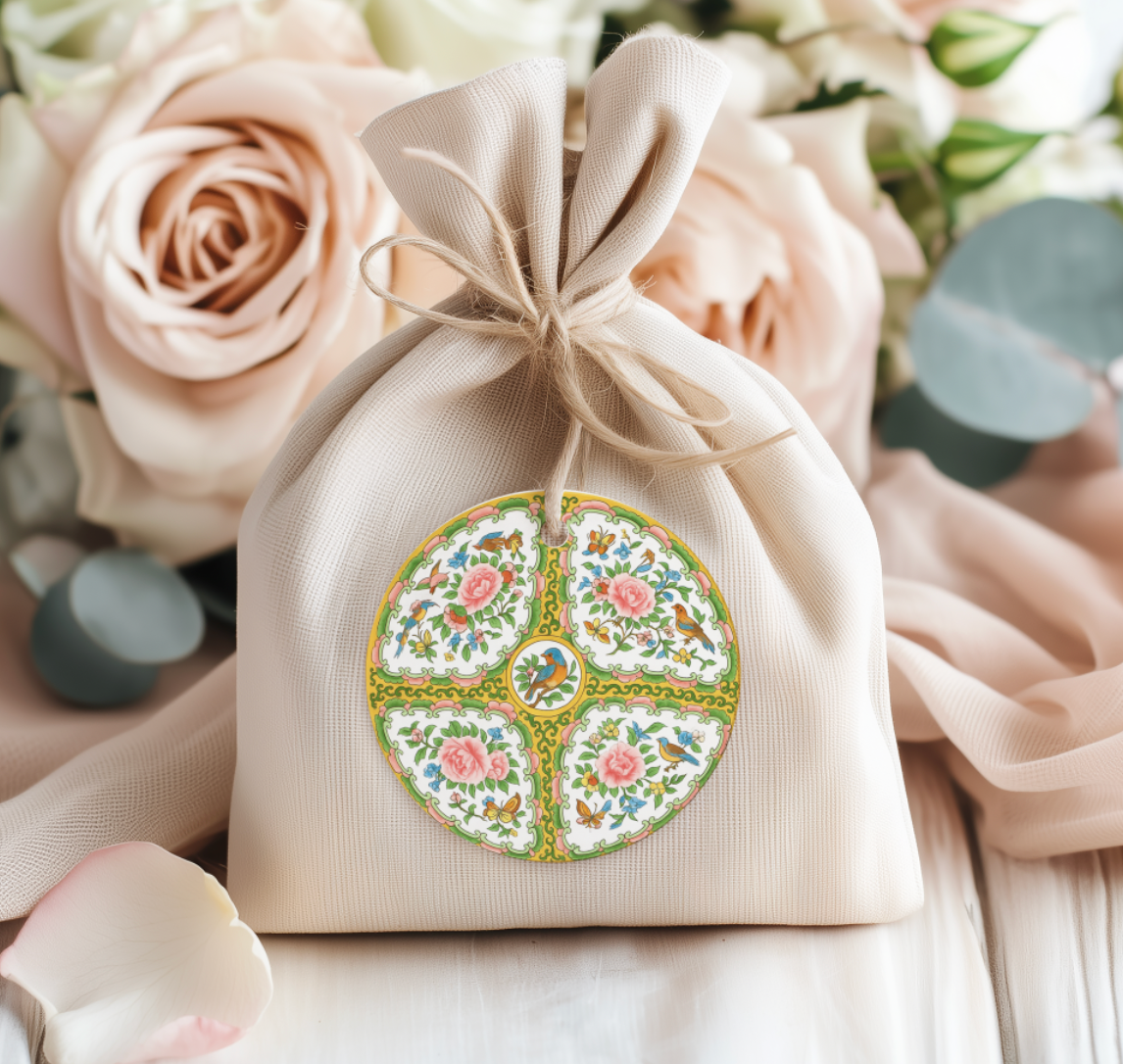 Design Carolinas - Vente Étiquette cadeau - Ensemble d'étiquettes-cadeaux carrées ou rondes Médaillon Rose Antique3