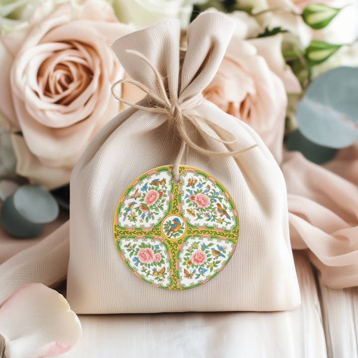 Design Carolinas - Wholesale Gift Tag - Antique Rose Medallion Square or Round Gift Tag Set4