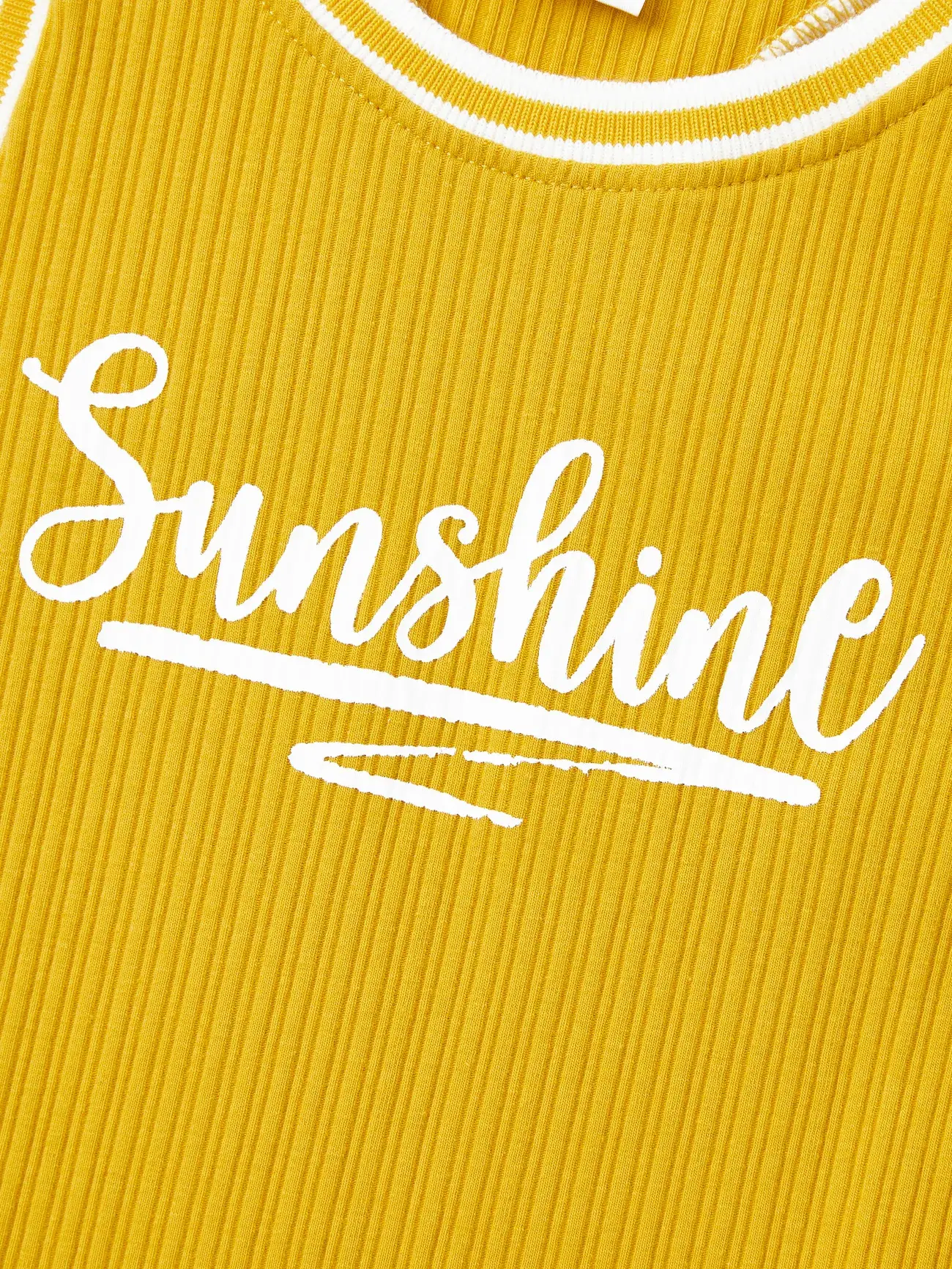 TenderYellow Baby Girl Yellow Sunshine Theme Ribbed Onesies for wholesale on Faire4