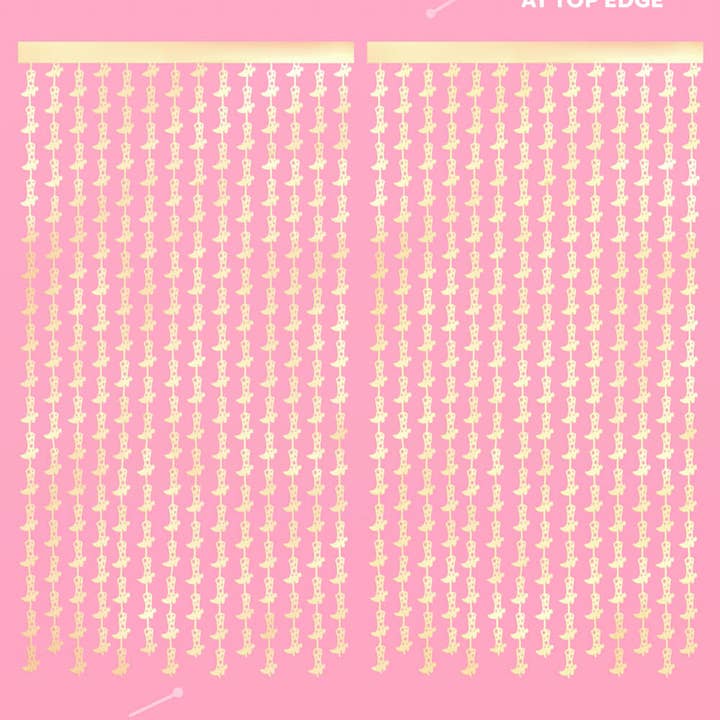 xo, Fetti - Wholesale Decal - Party Decorations - Gold Boot Foil Curtain Set | Western, Bachelorette4