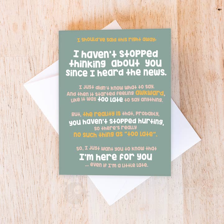 Little Late | Tarjeta de apoyo y ánimo para venta al por mayor de Good on Paper